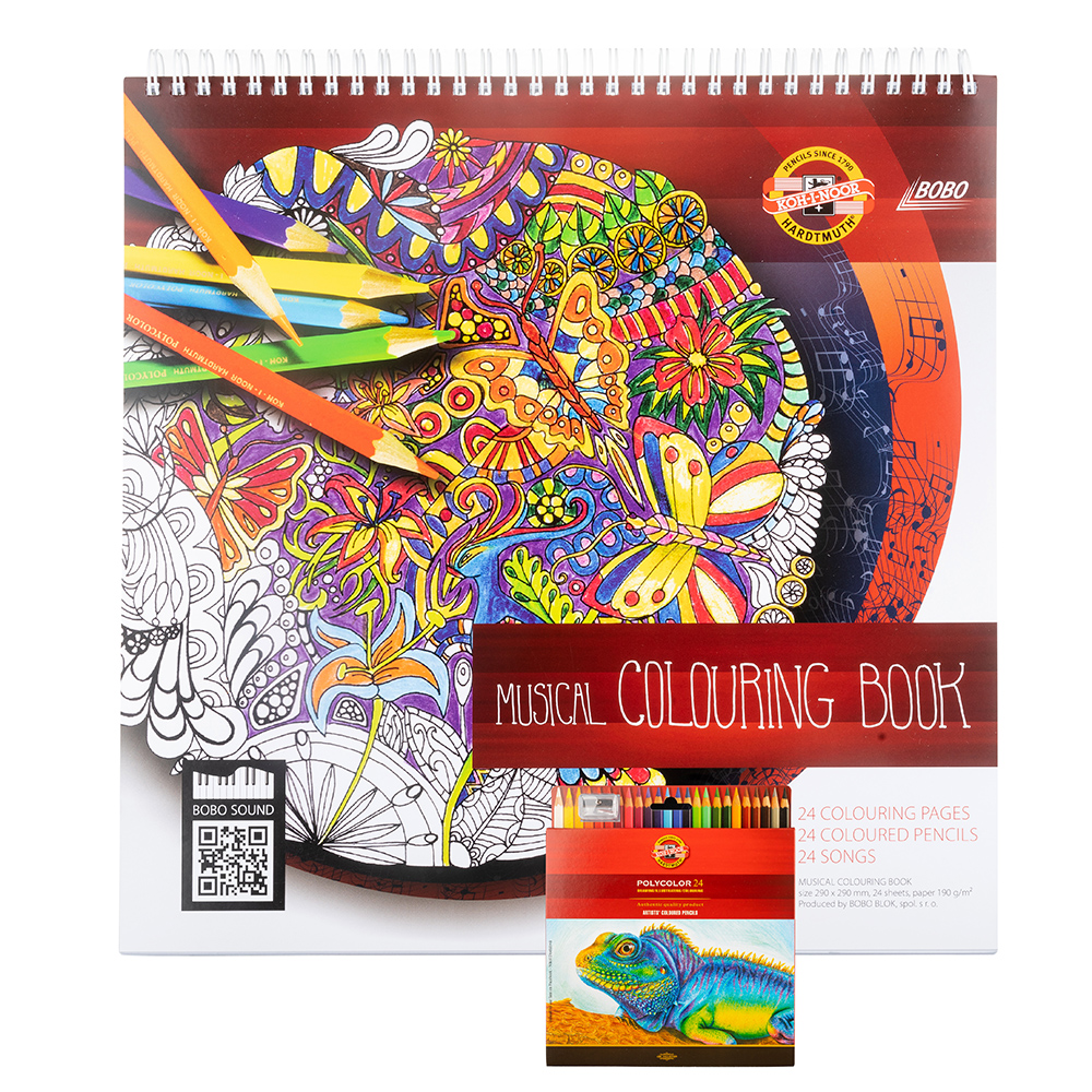 hudební omalovánky s pastelkami 24ks GB #112269