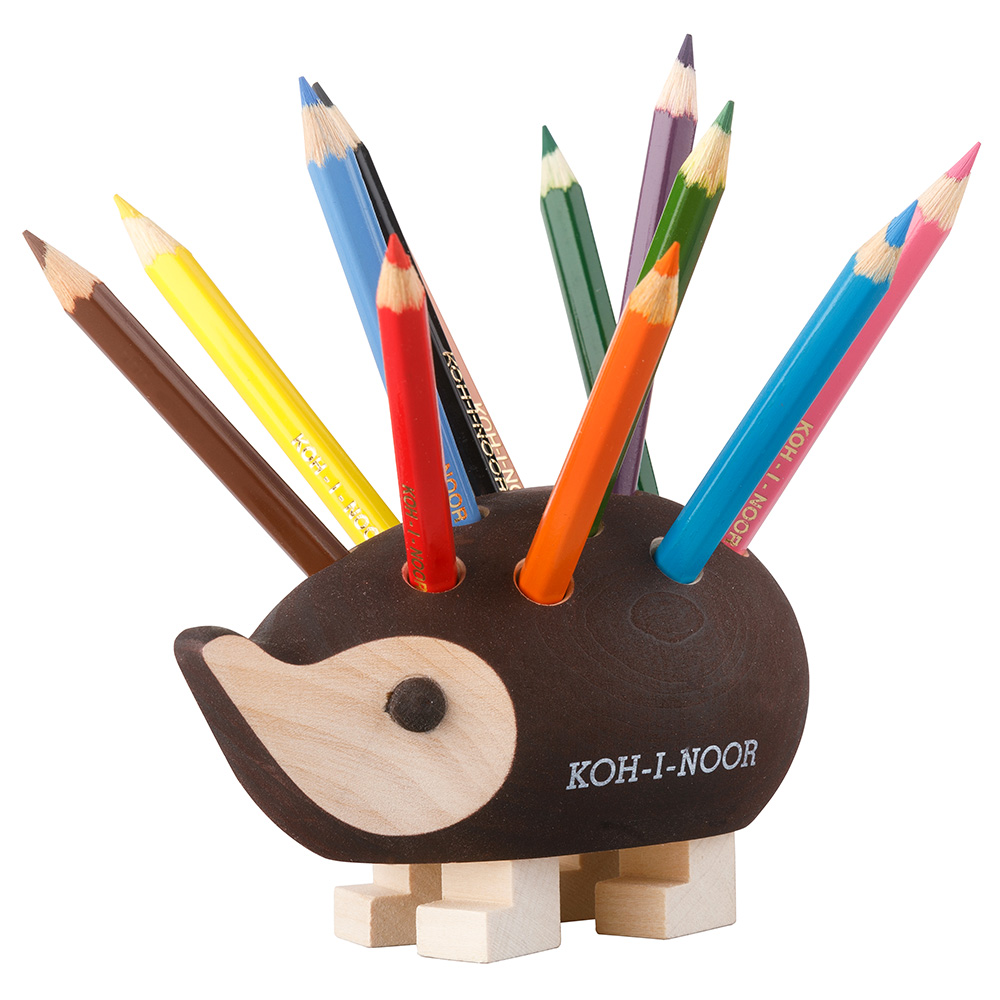 ježek mini dřevěný s pastelkami hnědý #128818