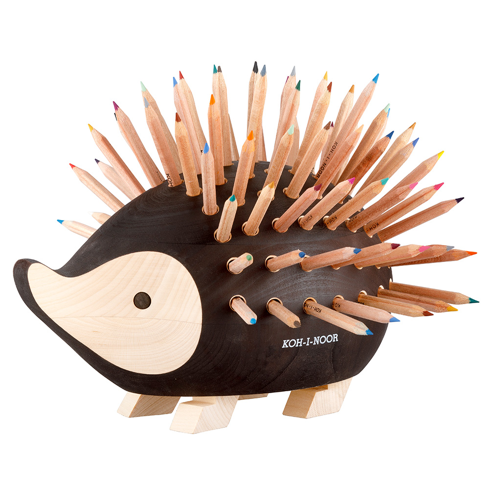 ježek velký dřevěný s pastelkami #29142